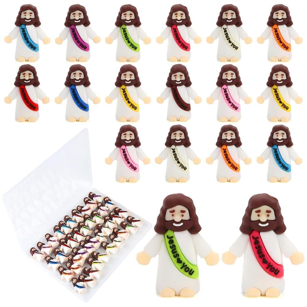 40 Pcs Mini Jesus Figurines Bulk, Little Figures for Baptism Christ Savior